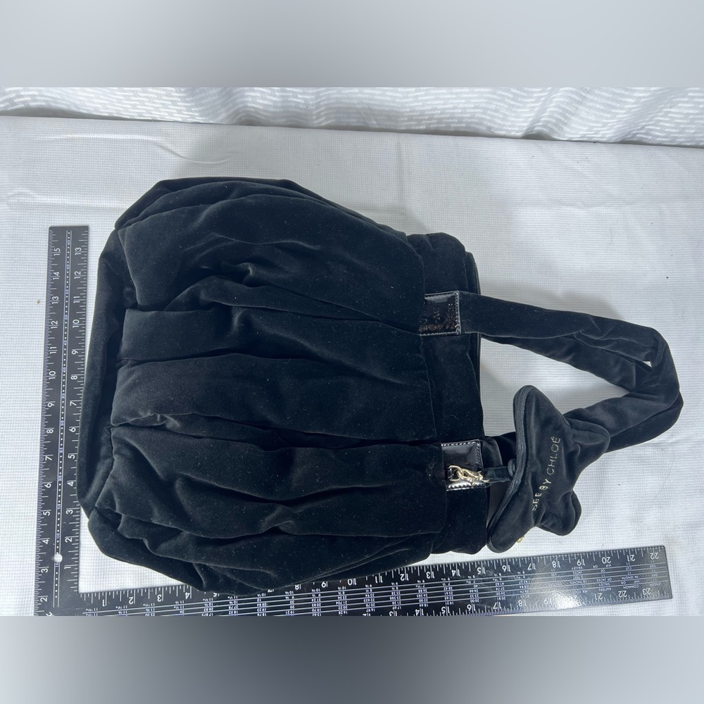 See by Chloé Black Velvet Tote Bag with Butterfly Charm & Dust Bag - Picture 12 of 12